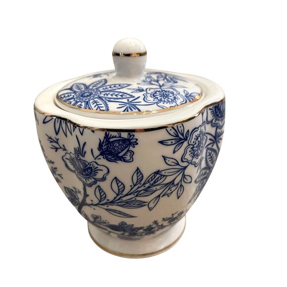 Grace Teaware Fine Porcelain Creamer & Sugar Blue & White Floral Gift Set New - Picture 5 of 16